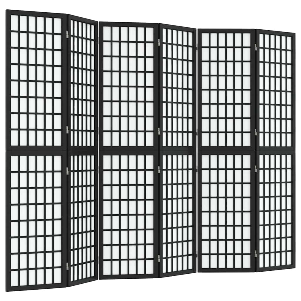 Folding 6-Panel Room Divider Japanese Style 240x170 cm Black