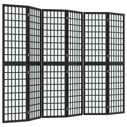 Folding 6-Panel Room Divider Japanese Style 240x170 cm Black