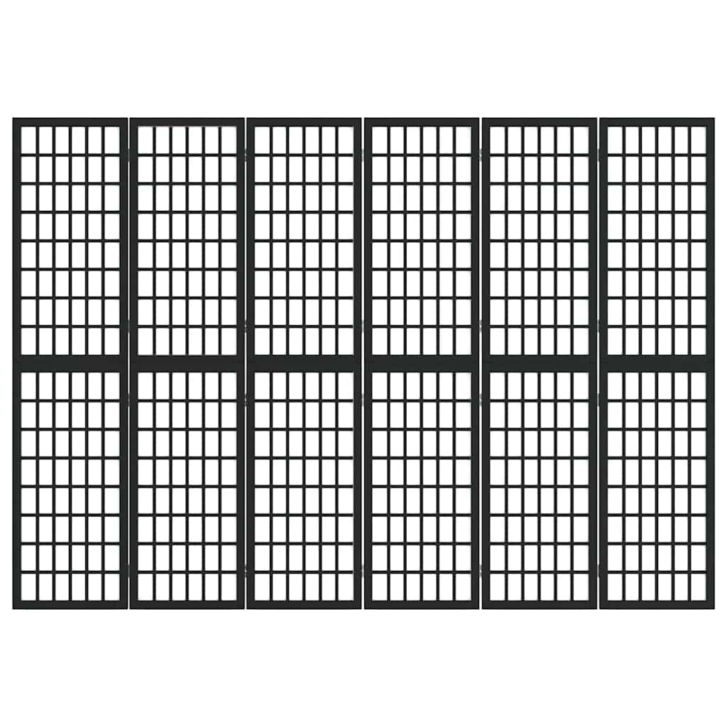 Folding 6-Panel Room Divider Japanese Style 240x170 cm Black