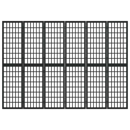 Folding 6-Panel Room Divider Japanese Style 240x170 cm Black