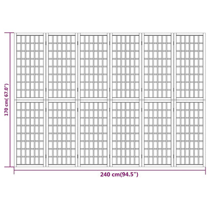 Folding 6-Panel Room Divider Japanese Style 240x170 cm Black