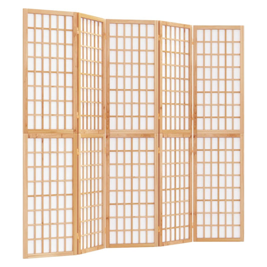 Folding 5-Panel Room Divider Japanese Style 200x170 cm