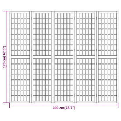 Folding 5-Panel Room Divider Japanese Style 200x170 cm