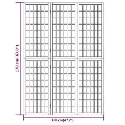 Folding 3-Panel Room Divider Japanese Style 120x170 cm White