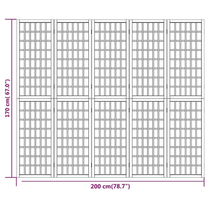 Folding 5-Panel Room Divider Japanese Style 200x170 cm White