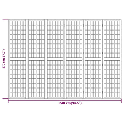 Folding 6-Panel Room Divider Japanese Style 240x170 cm White