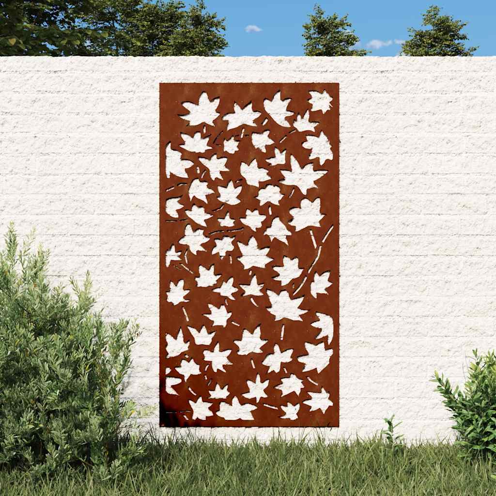 Patio Wall Decoration 41.3"x21.7" Corten Steel Maple Leaf Design
