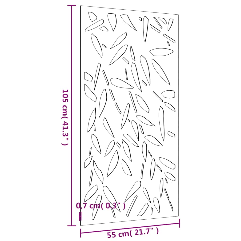 Garden Wall Decoration 105x55 cm Corten Steel Bamboo Leaf Design