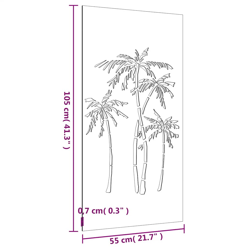 Patio Wall Decoration 41.3"x21.7" Corten Steel Palm Tree Design