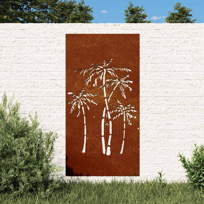 Patio Wall Decoration 41.3"x21.7" Corten Steel Palm Tree Design
