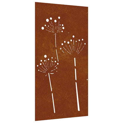 Garden Wall Decoration 105x55 cm Corten Steel Flower Design