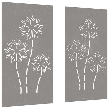 Patio Wall Decorations 2pcs 41.3"x21.7" Corten Steel Flower Design