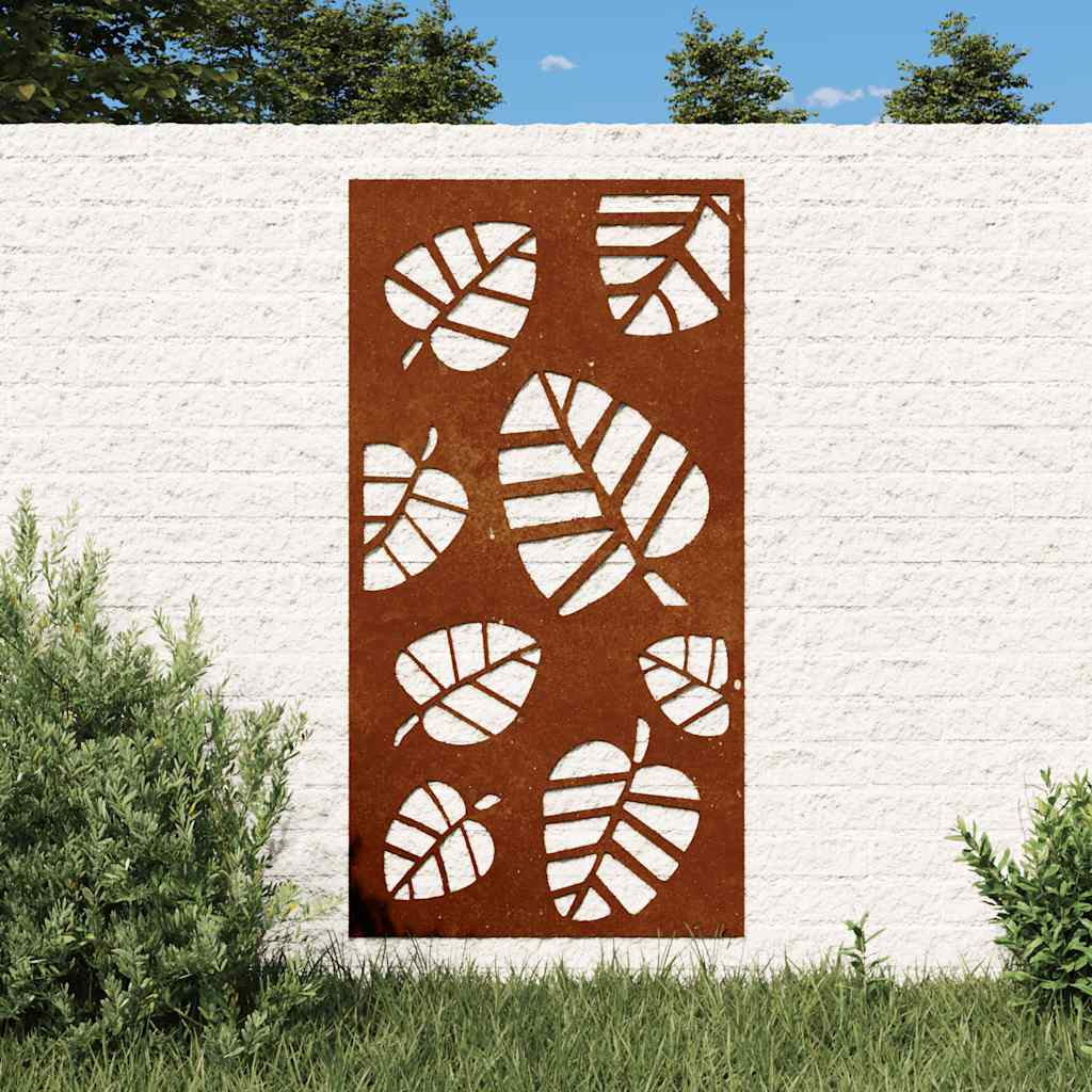 Garden Wall Decoration 105x55 cm Corten Steel Leaf Design