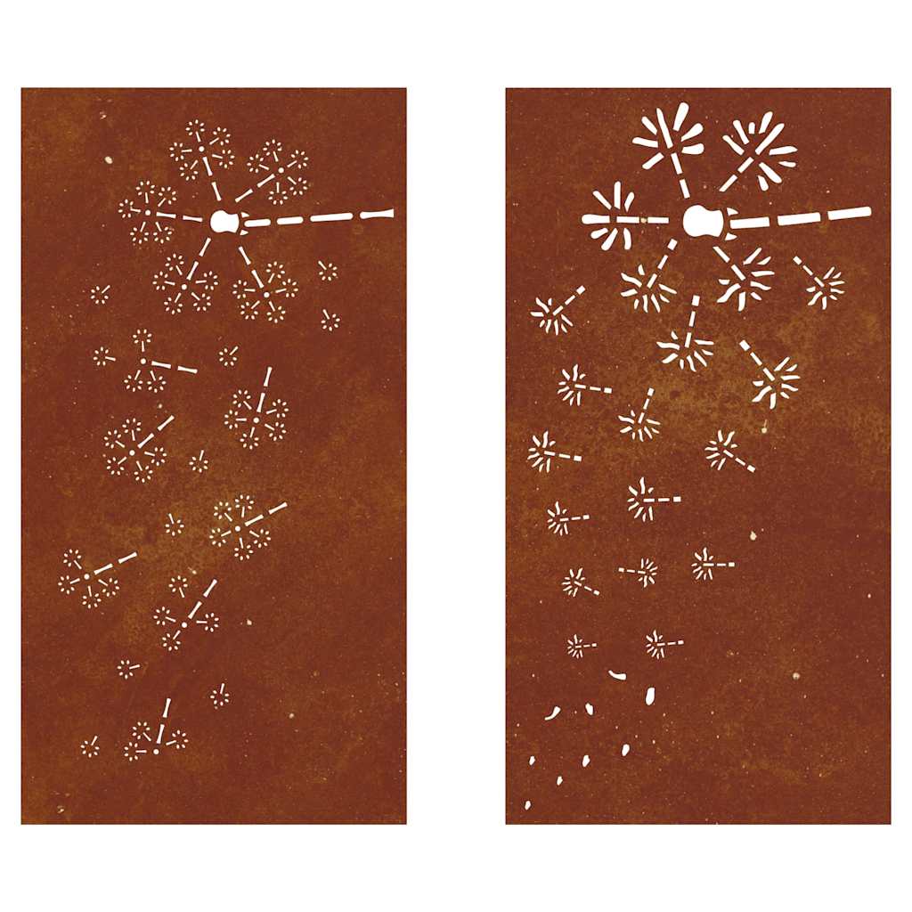 Garden Wall Decorations 2pcs 105x55cm Corten Steel Flower Design