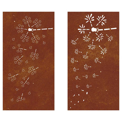Garden Wall Decorations 2pcs 105x55cm Corten Steel Flower Design