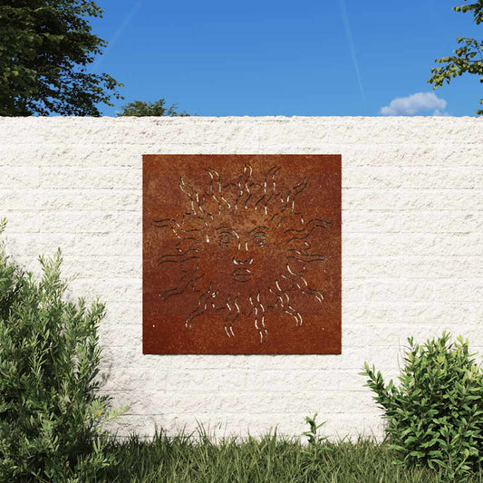 Garden Wall Decoration 55x55 cm Corten Steel Sun Design