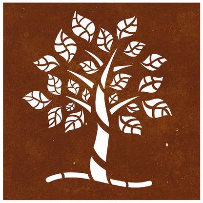 Patio Wall Decoration 21.7"x21.7" Corten Steel Tree Design