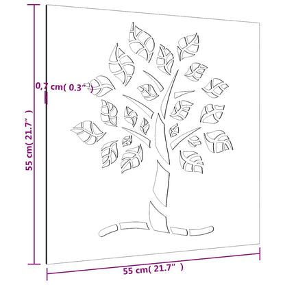 Patio Wall Decoration 21.7"x21.7" Corten Steel Tree Design