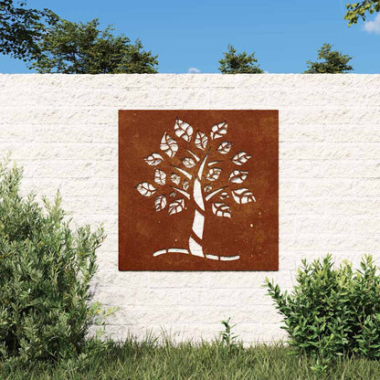 Patio Wall Decoration 21.7"x21.7" Corten Steel Tree Design