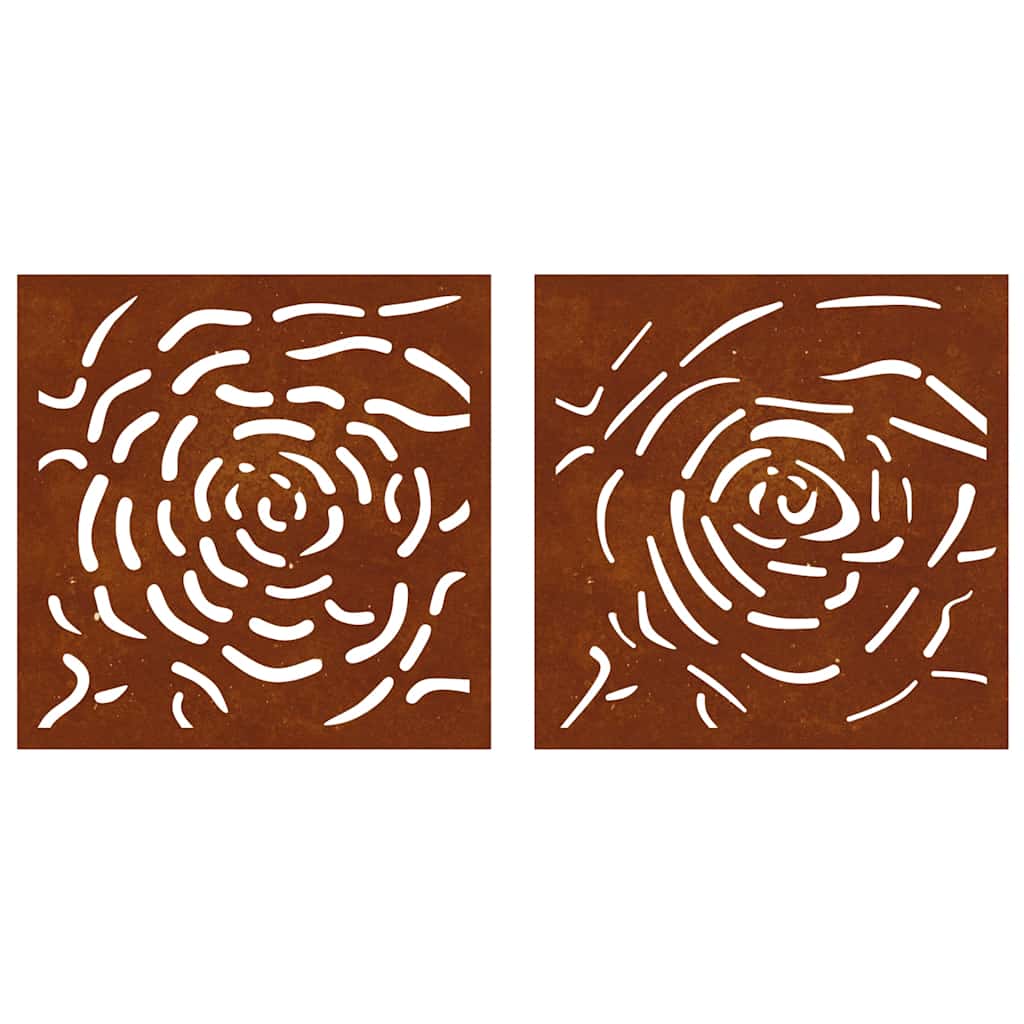 Garden Wall Decorations 2 pcs 55x55 cm Corten Steel Rose Design