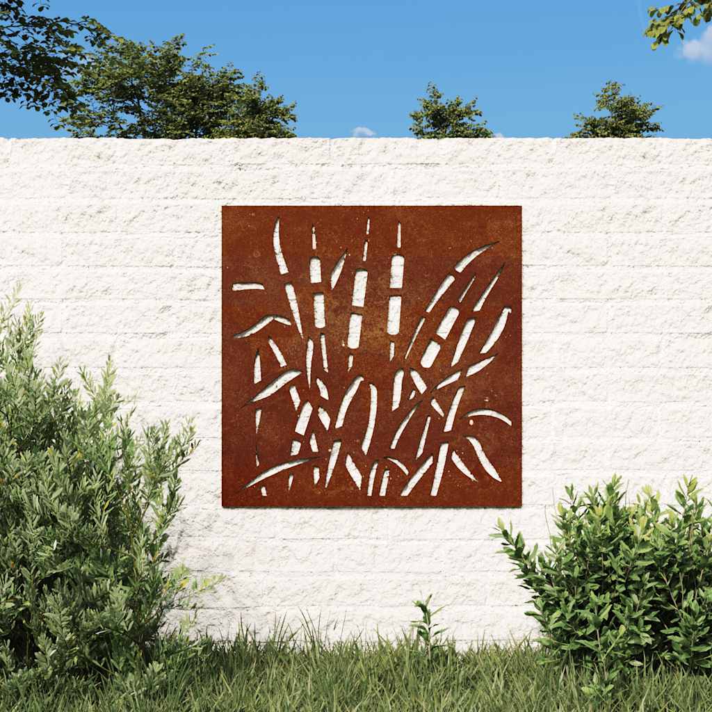 Patio Wall Decoration 21.7"x21.7" Corten Steel Grass Design