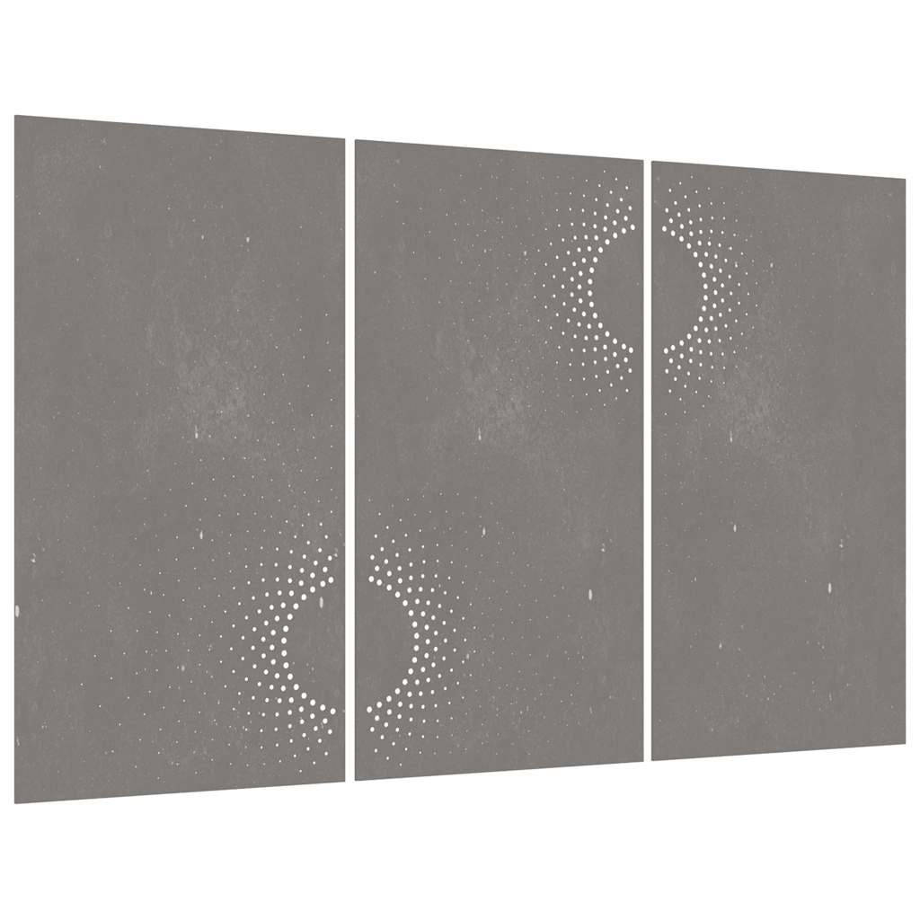 Patio Wall Decorations 3 pcs 41.3"x21.7" Corten Steel Sun Design