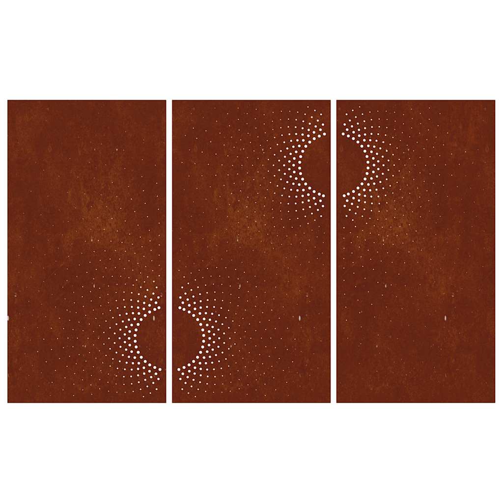 Patio Wall Decorations 3 pcs 41.3"x21.7" Corten Steel Sun Design