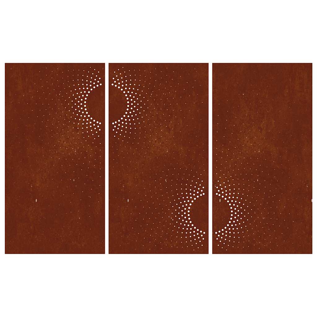 Patio Wall Decorations 3 pcs 41.3"x21.7" Corten Steel Sun Design