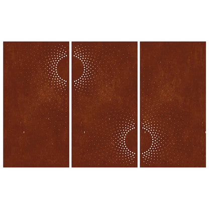 Patio Wall Decorations 3 pcs 41.3"x21.7" Corten Steel Sun Design