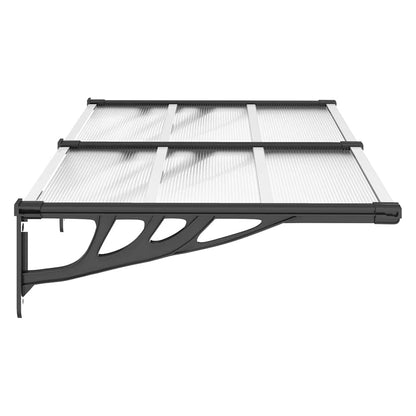 Door Canopy Black and Transparent 60"x35.4" Polycarbonate