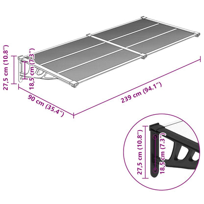 Door Canopy Black and transparent Polycarbonate, ABS, Aluminum