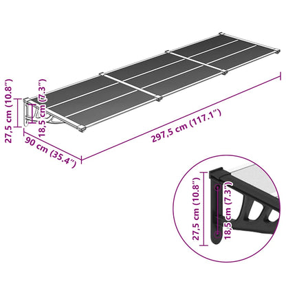 vidaXL Door Canopy Black Polycarbonate Large Durable Door Canopy