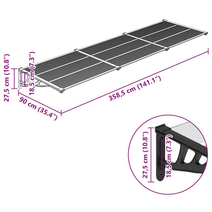 Door Canopy Black and Transparent Polycarbonate, ABS, Aluminum