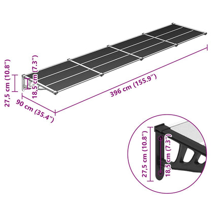 vidaXL Door Canopy Black and transparent Polycarbonate, ABS, Aluminum