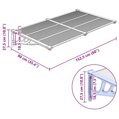 Door Canopy Gray and Transparent 60"x35.4" Polycarbonate