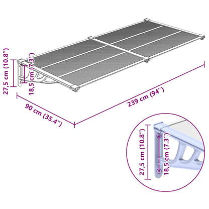 vidaXL Door Canopy Grey and transparent