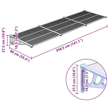 Door Canopy Gray and Transparent Polycarbonate, ABS, Aluminum