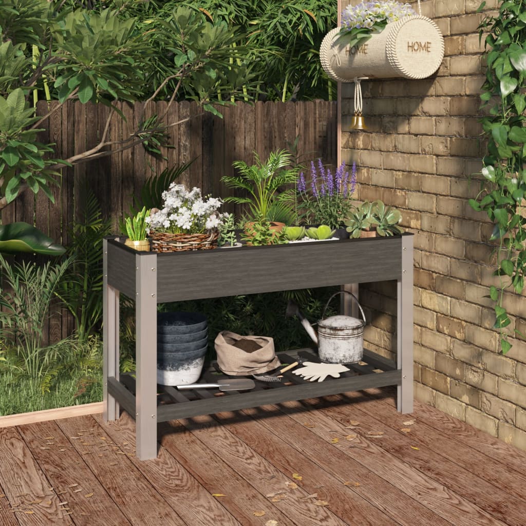 Garden Raised Bed with Shelf Grey 120x50x75 cm WPC