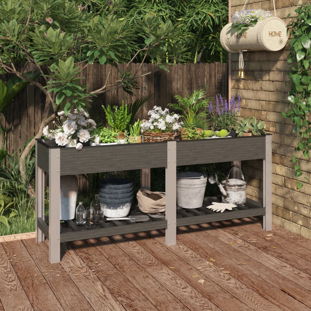 Garden Raised Bed with Shelf Grey 175x50x75 cm WPC