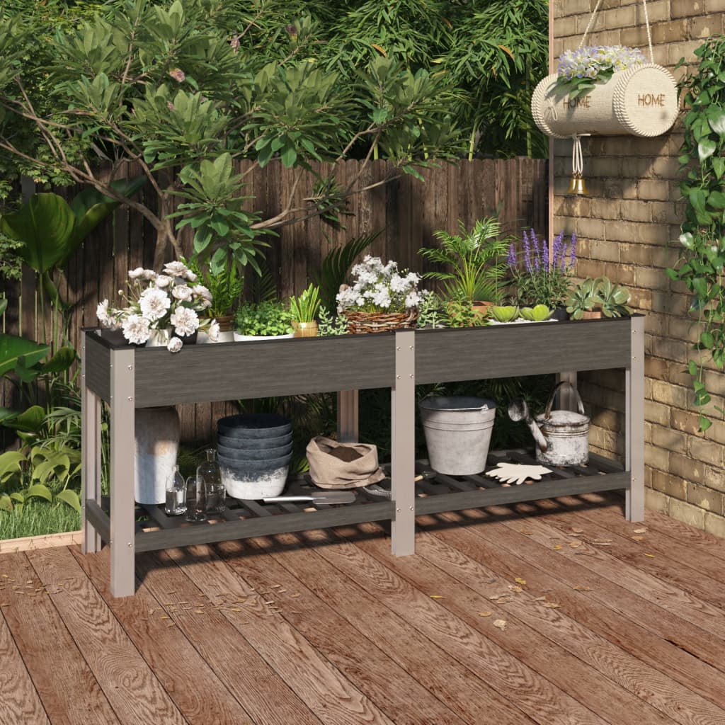 Garden Raised Bed with Shelf Grey 200x50x75 cm WPC