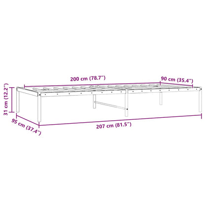 Metal Bed Frame without Mattress Black 90x200cm