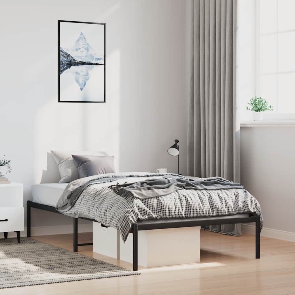 Metal Bed Frame without Mattress Black 100x190cm