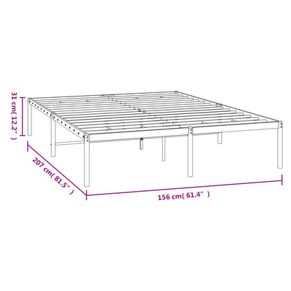 Metal Bed Frame without Mattress Black 150x200cm