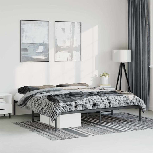 Metal Bed Frame without Mattress Black 183x213cm
