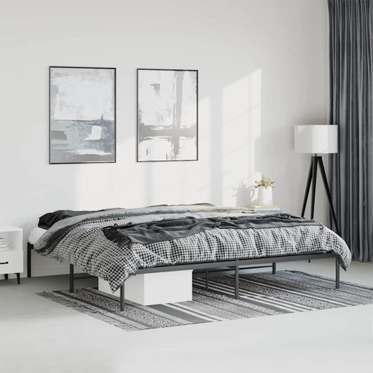 Metal Bed Frame without Mattress Black 193x203cm