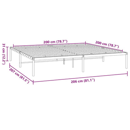 Metal Bed Frame without Mattress Black 200x200cm
