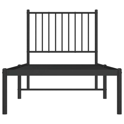 Metal Bed Frame without Mattress with Headboard Black 75x190cm