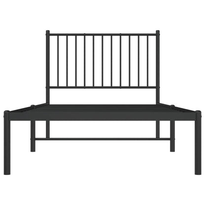 Metal Bed Frame without Mattress with Headboard Black 90x200cm