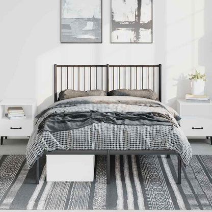 Metal Bed Frame without Mattress with Headboard Black 135x190cm