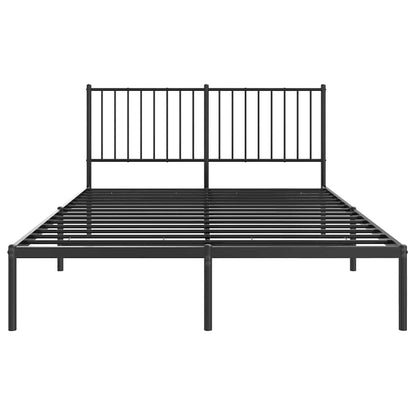 Metal Bed Frame without Mattress with Headboard Black 135x190cm